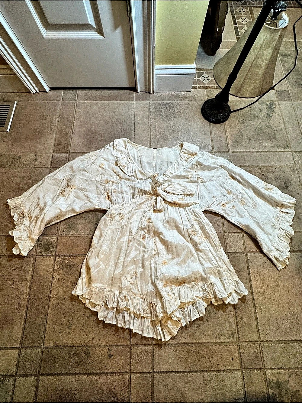 Free People Dance All Night Romper White Floral Mini Dress